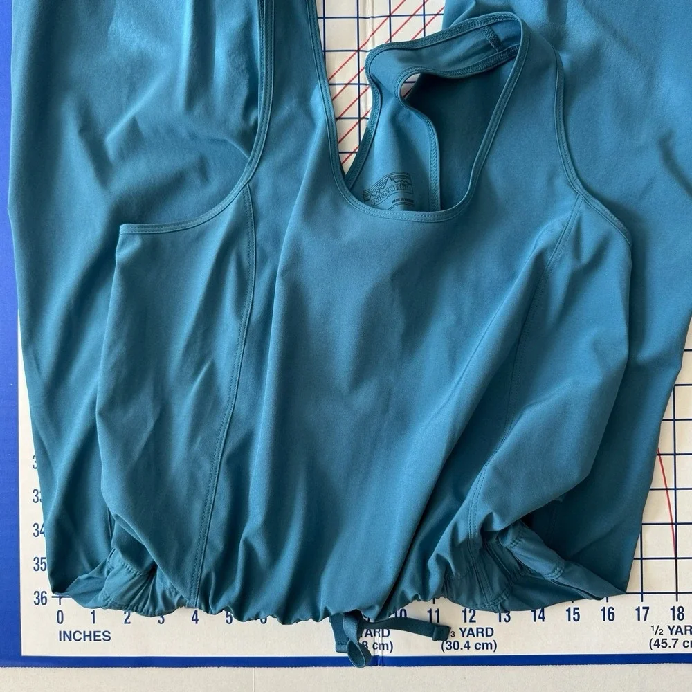 Patagonia Womens Fleetwith Romper Teal Jumpsuit XS Crossover Back Athleisure - Picture 10 of 14